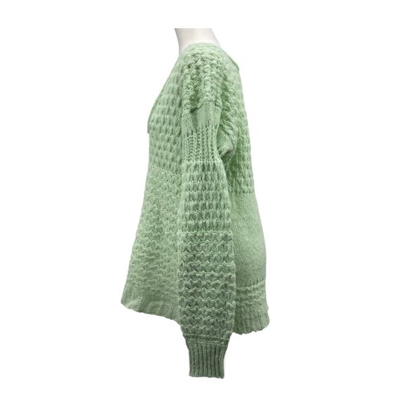 Free People Crashing Waves Sweater Small Mint Green Boho Chic Knit - Picture 3 of 14
